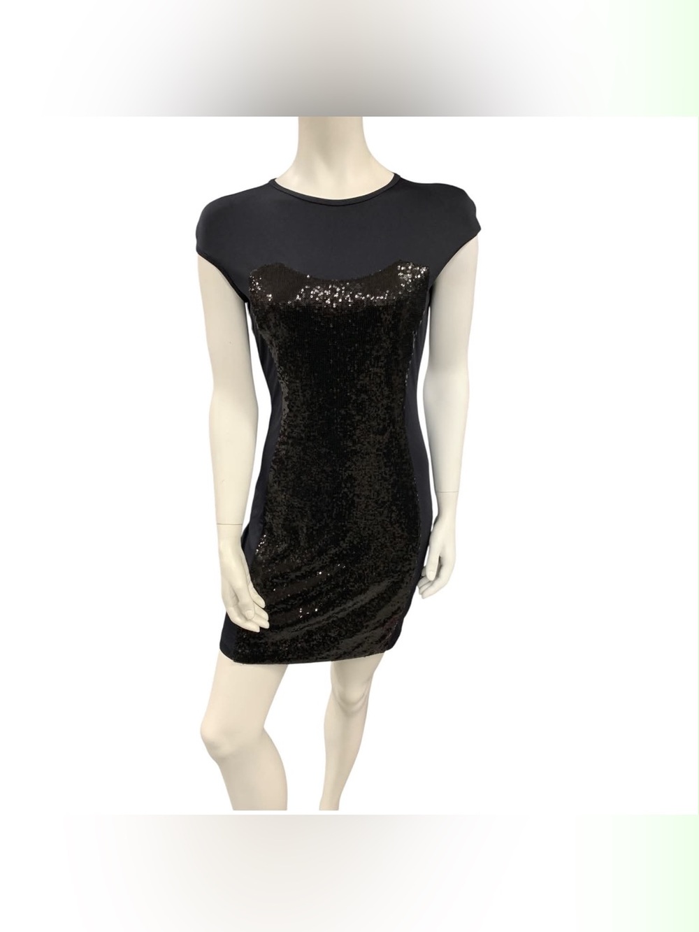 Twenty Cluny TBlack Sequin Cap-Sleeve Mini Dress Size M